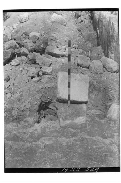 Ring stone and stone, north of Northeast Annex at Monjas