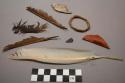 Miscellanous; raw material; feathers; veg. fiber; gourd, stone & horn fragments