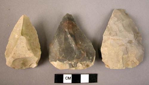 6 Small pearshaped handaxes with thin butt and pointed end