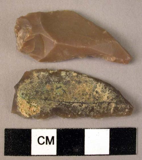 2 flint backed blades of "chatel-perron" type