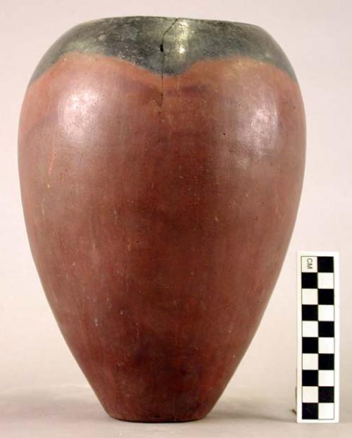 Jar, pottery, redware with black rim