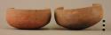Bowl, pottery, one has two potsherds glued together