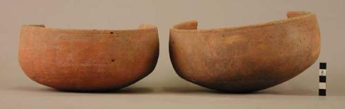 Bowl, pottery, one has two potsherds glued together