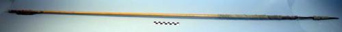 Cane arrow - with inset wooden foreshaft and detachable harpoon point +