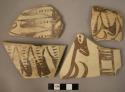 4 painted potsherds - gazelle design