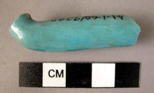 Potsherd - blue glazed, fragment of spout or handle