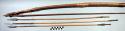 Arrows, ovate metal point, reed shaft, feather fletching, fiber wrapped hafts