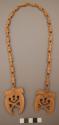 Pair of wooden spoons on wooden chain - carved - "marriage spoons"