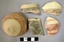 Ceramic rim, body and base sherds, fine painted ware, geometric designs