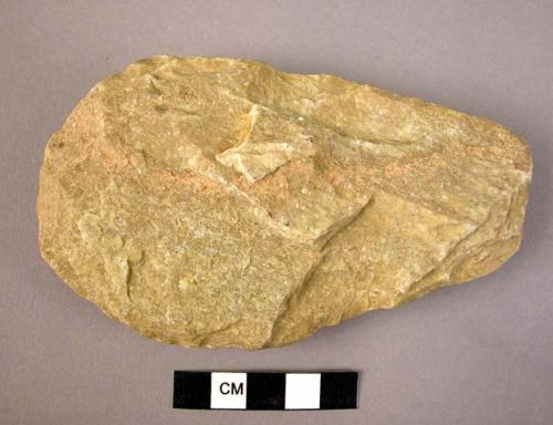 Medium-sized quartzite pointed hand axe (broken at top)