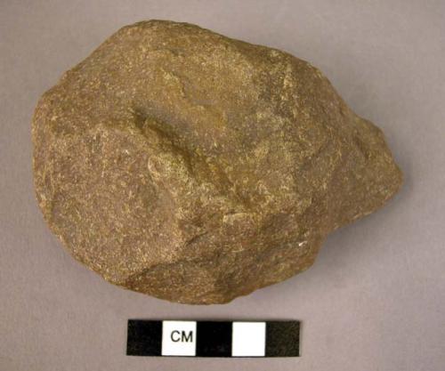 Chipped stone biface, handaxe, roughly chipped, roughly ovate