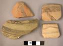 Ceramic rim sherds, monochrome painted ware, geometric design