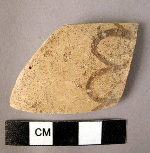 Body sherd, polished and painted buff ware, jar (rare)