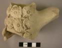 Potsherd - fragment of jar mouth and handle - applique decoration