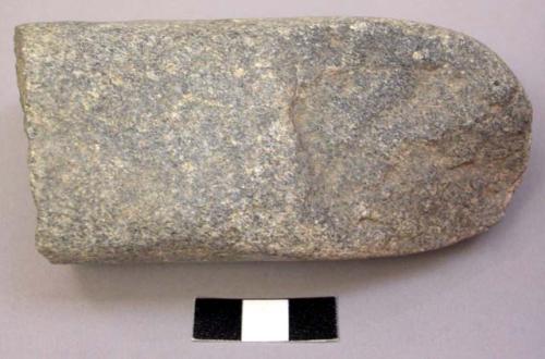 Ground stone object, semi-ovate, 4 rounded sides, both ends broken