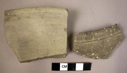 Ceramic rim sherds, undecorated grey burnished ware