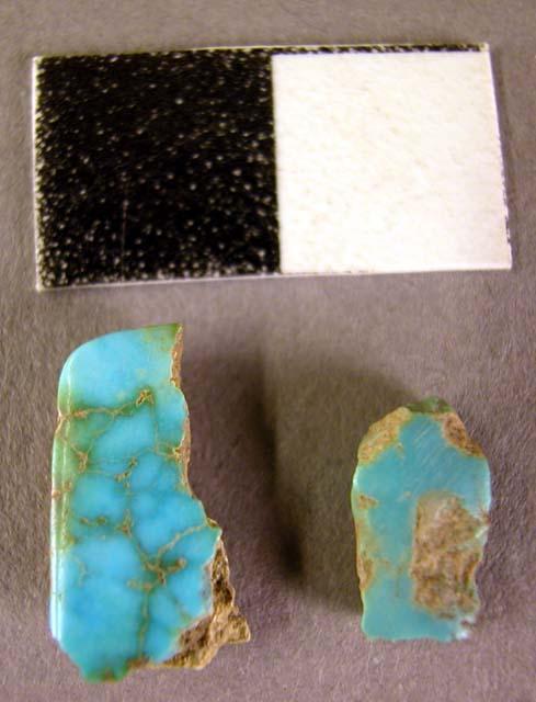 Stone, ground stone, pieces of worked turquoise