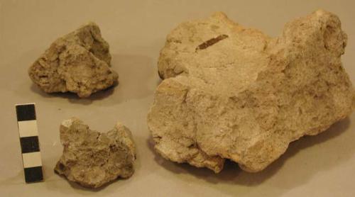 Raw materials, possibly worked, irregularly shaped, rough surface