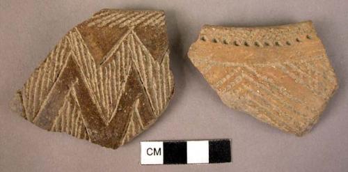 2 decorated pot sherds