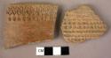 2 decorated pot sherds