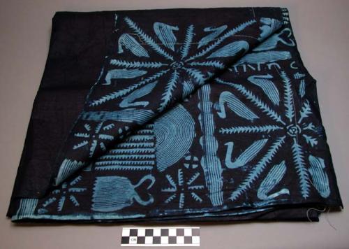 Textile "wrapper," resist-dyed, bird pattern