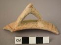 Small crude pottery rim and whishbone handle (local imitation of Cypriote-2 sher