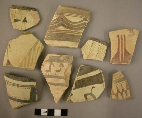 10 potsherds - painted