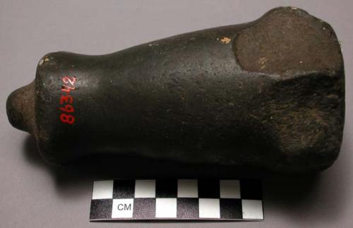 Medium-sized stone hand hammer, partly broken.