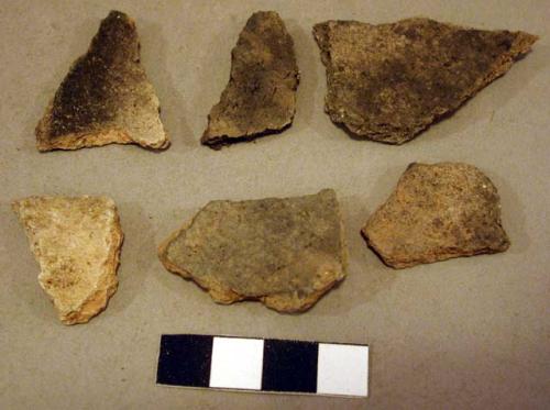 Ceramic rim and body sherds, undecorated, redware and earthenware