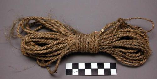 Ropes or cordage, twisted vegetable fiber, coiled & wrapped at center