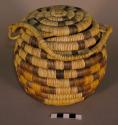 Coiled basket with handle and cover
