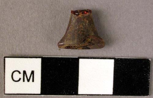 Fragmentary, small axe-shaped amber pendant
