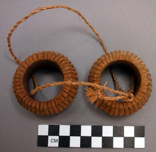 2 bracelets of carved wood - ceremonial