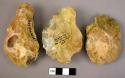 3 small flint hand axes, probably on flakes