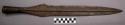 Sword, metal, ridged,  hollow/ perf. handle, inlay brass/copper scroll/bands des