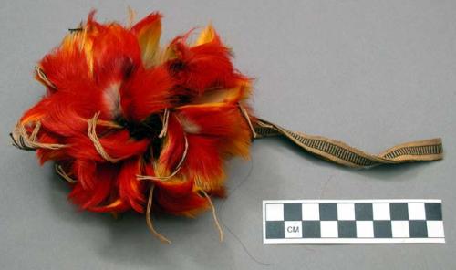 Hair dress, woven with feathers