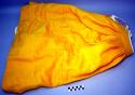 Woman's skirt, yellow wool, plain weave, outer face brushed, hand-smocked waist,