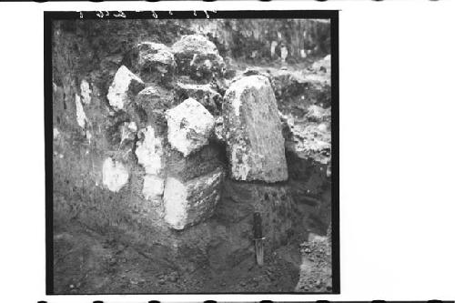 West foundation wall at penetration trench of Mound 2