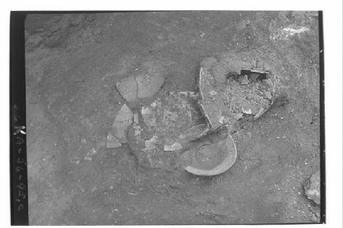 Mound I - Tomb II, vessels 3, 23, 6 (also 24) in situ