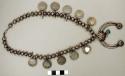 Silver necklace, liberty-head silver coin attachments. Latest dated 1912. bead
