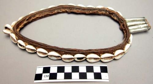 Headband, leather with cowrie shell decoration