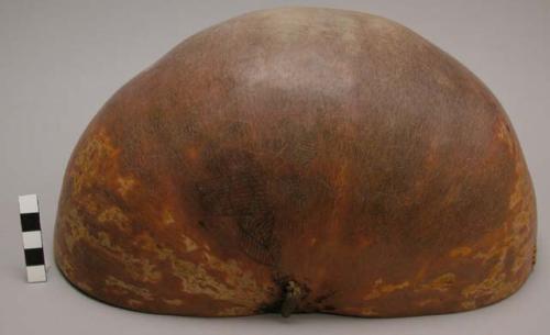 Gourd bowl, incised decoration, repaired in two places, diameter 11 3/8"