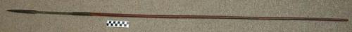 Spear - wood, iron, leather grip; point 13 1/2", shaft 45"