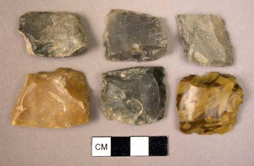 6 flint square to rectangular flakes used as scrapers