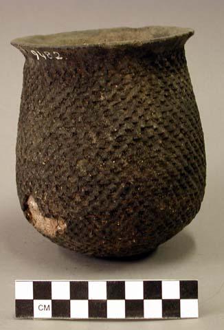 Ceramic jar, flared lip, corrugated