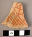 Ceramic body sherd, brown ware, monochrome - painted geom. design in brown