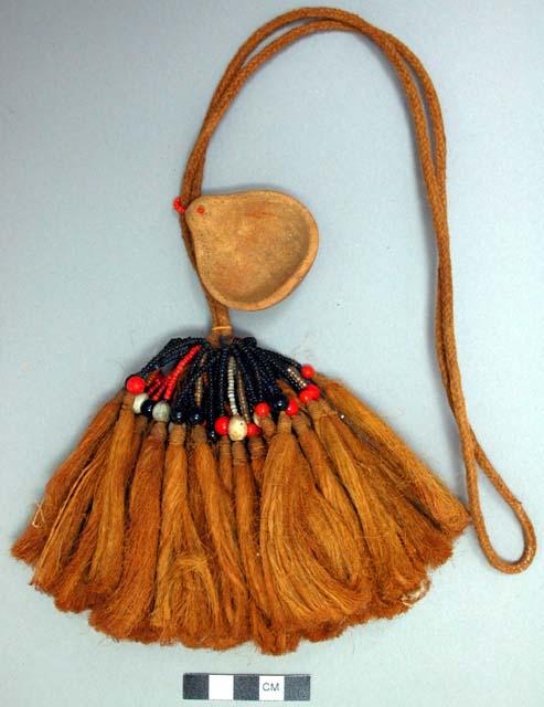 Dorsal neck pendant - small gourd bowl with bead pendants and tassels; ceremonia
