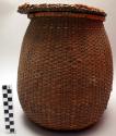Small basket with conical lid for butter - wicker weave, diameter of rim 8 1/4"