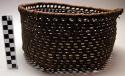Round basket, open hexagonal weave, dark brown fibre, diameter 10.5", height 4/5