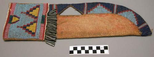 Leather knife sheath with beaded decoration